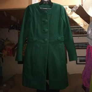 Womens Banana Republic Sz XS Green Wool Blend Coat